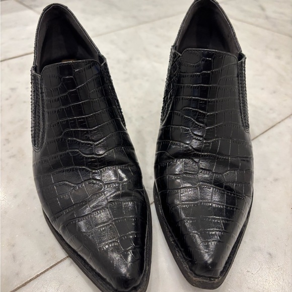 Sam Edelman Black Croc-Patterned Heeled Boots - Picture 5 of 5